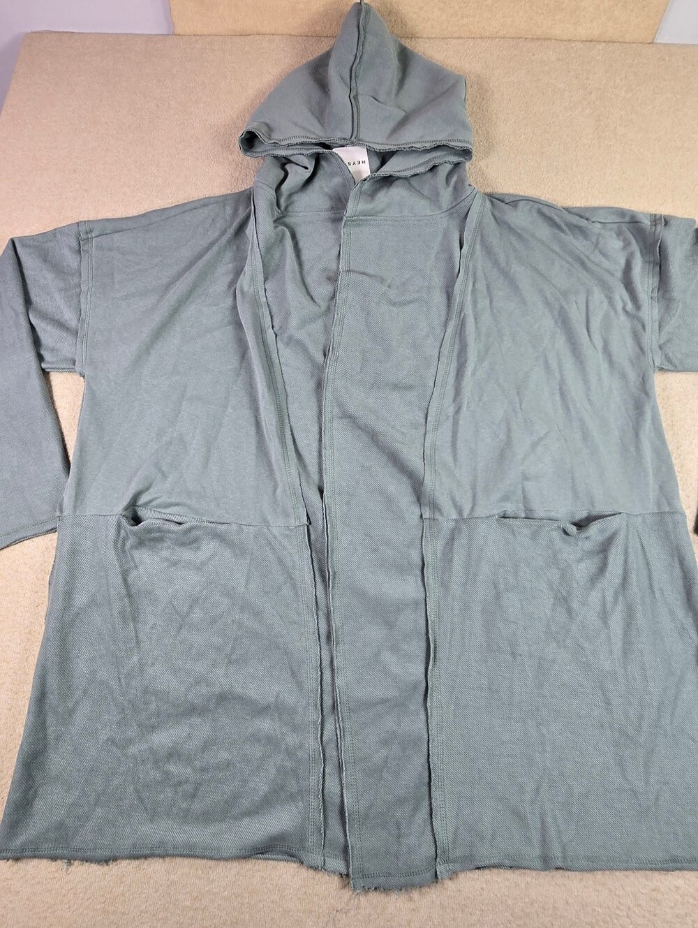 Heyson 3XL Hooded Cardigan Jacket Sage Green Open Front NWT